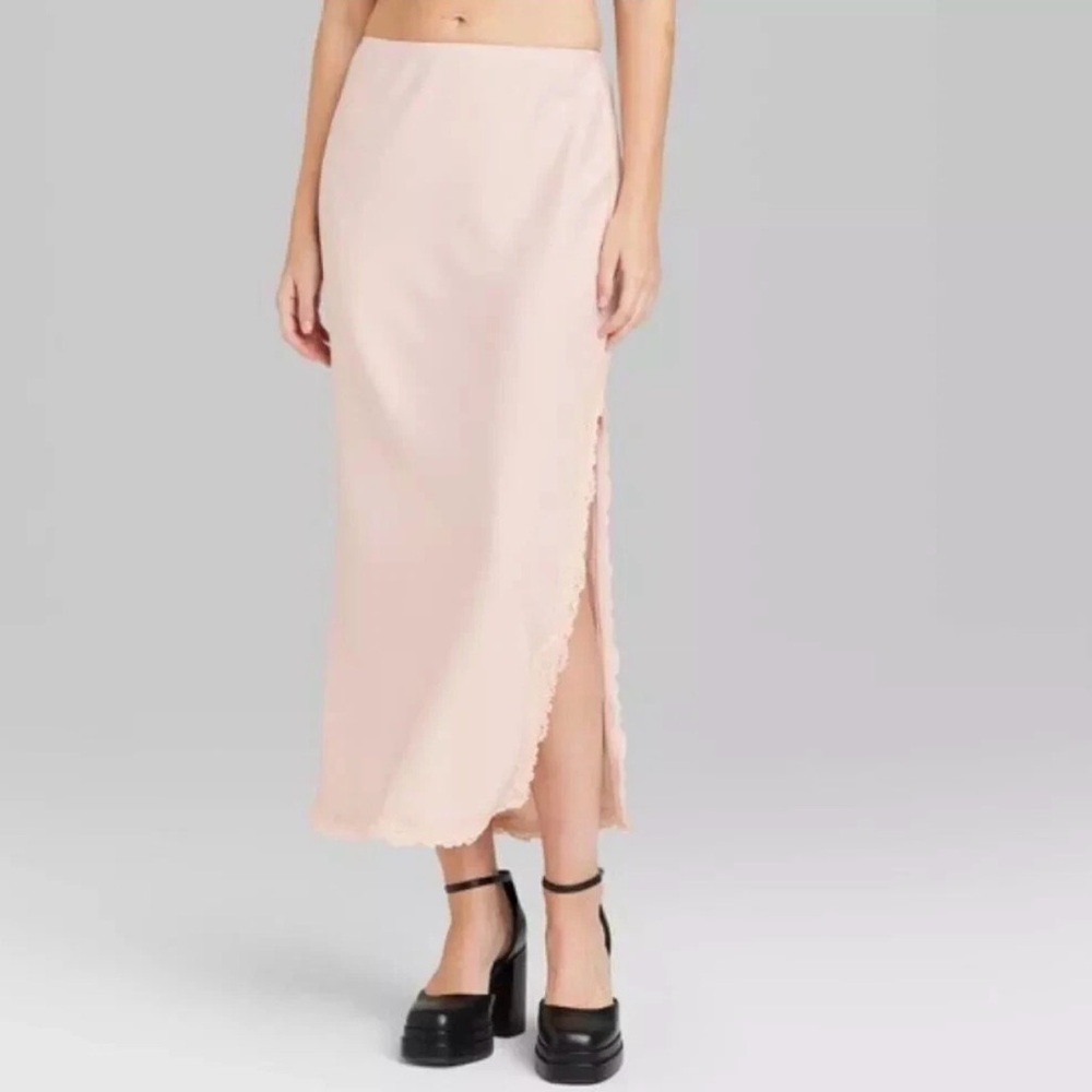Wild Fable Light Pink Satin Maxi Skirt - Size XL